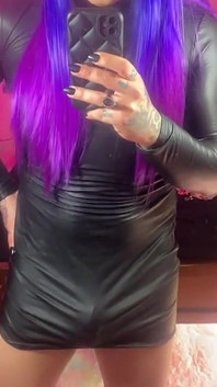 Emma Ink Wearing a Dress Without Panties and Showing Her Big Dick