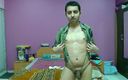 Cute &amp; Nude Crossdresser: Cute nude boy in girl shirt and bra &amp;amp; thong.