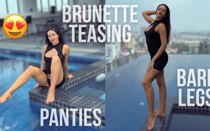 Princess Monica: Mini Dress, Bare Legs, Roof Top Pool