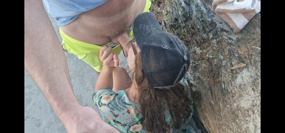 JonDickFlash: Blowjob on Beach and Cumshot on Tits