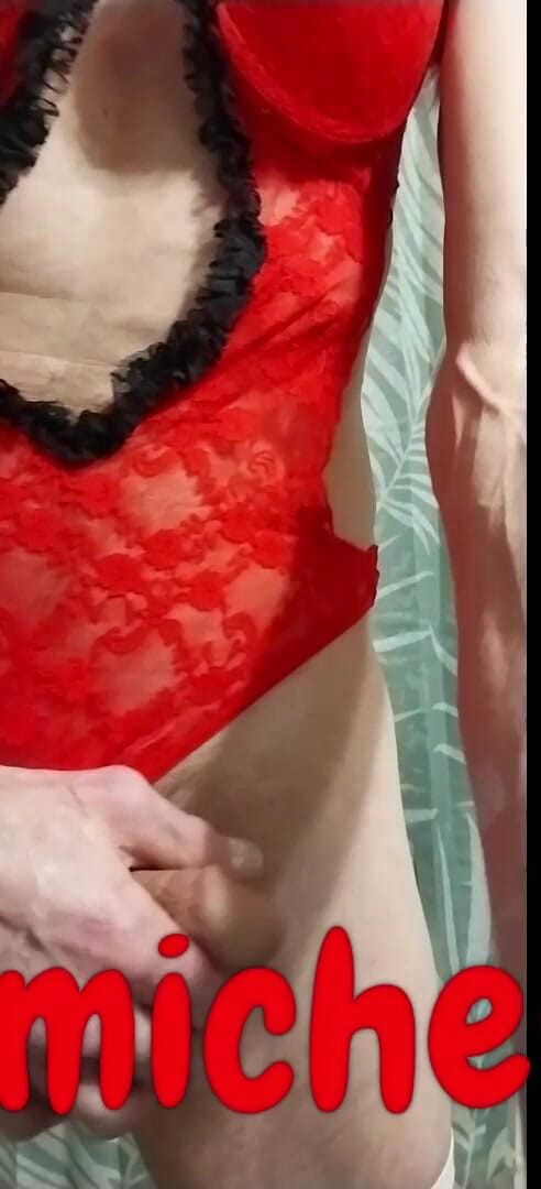 Sexy crossdresser wearing lingerie everything sexy: Cdmichel bär sex röd nalle