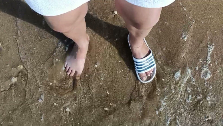 Idmir Sugary: Feet and the Sea Extra Slowmotion - One Foot Barefoot and...