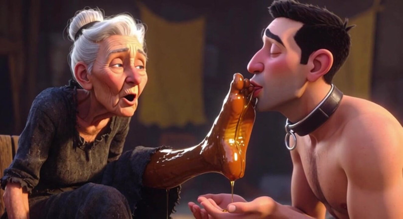 YOUR BEST FANTASY: Submissive Slave Licking Wrinkled Feet of Old Ladies
