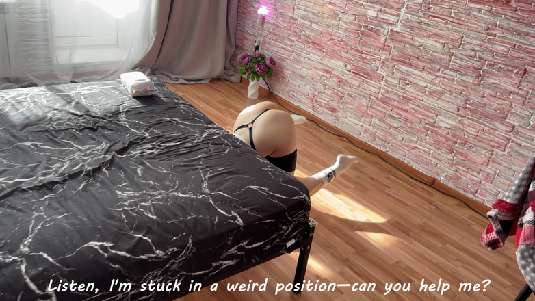 LapkaLu: Stuck Under the Bed for Stepbrother's Dick, Exposing Fat Big...