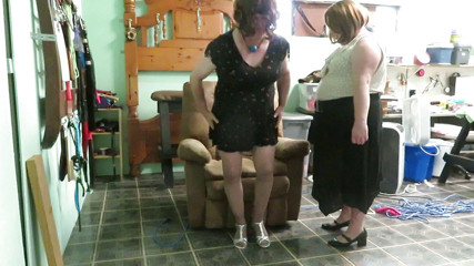 BBW nurse Vicki adventures with friends: Bebe does sissy training with oral to new sub Brittney