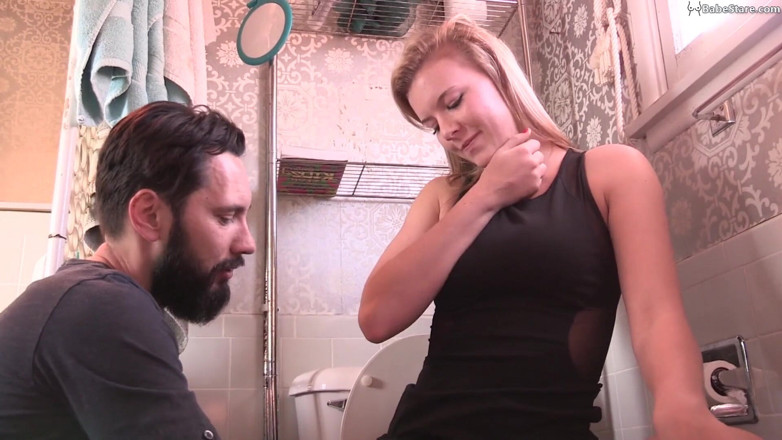 Babe Stare: Blonde chick gets a surprise from her man at the...