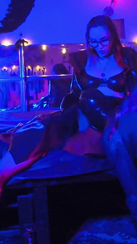 Femdom Mistress Eva Latex Rubber Goddess and Pussy Licking Slave