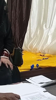 Pretty Girl in Hijab Playing with Officer's Cock for Signature