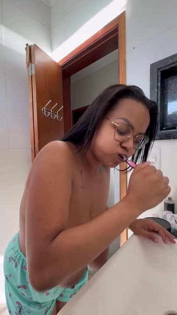 Anally big boobs: Giant Boobs Girl Brushing Teeth with Boobs Bouncing
