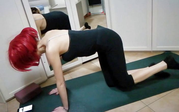 Maja Amateur Wife: Maja amateur wife interrupted while having Yoga and playing with...