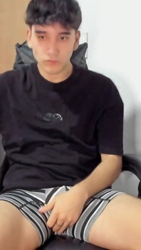 Latin Boy Jerking off While Smoke