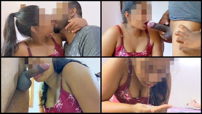 Hirushii: Srílanská roztomilá nevlastní sestra po vyučování kouření a polykání spermatu