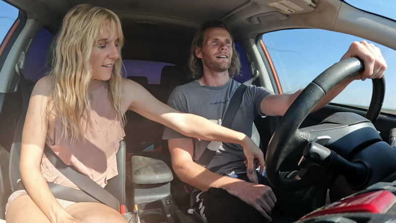 Sav Moolah: Sexy Blonde Swallows Cum After Road Head
