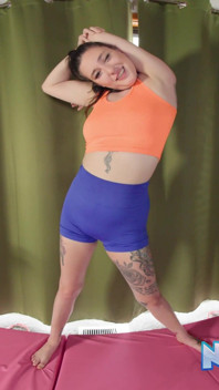 Tattooed Beauty Katie Kinz Strips for Yoga