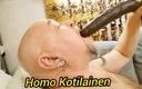 Homo Kotilainen: De Finse homo Kotilainen geniet van een grote zwarte dildo...