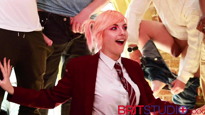 Brit Studio: Kitty in College Uniform Blowbang