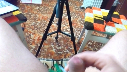 Hot guy solo: The gay jerks off a dick hard on the webcam,...