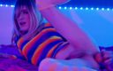 Red Lili: Neon transgirl cute anal orgasm