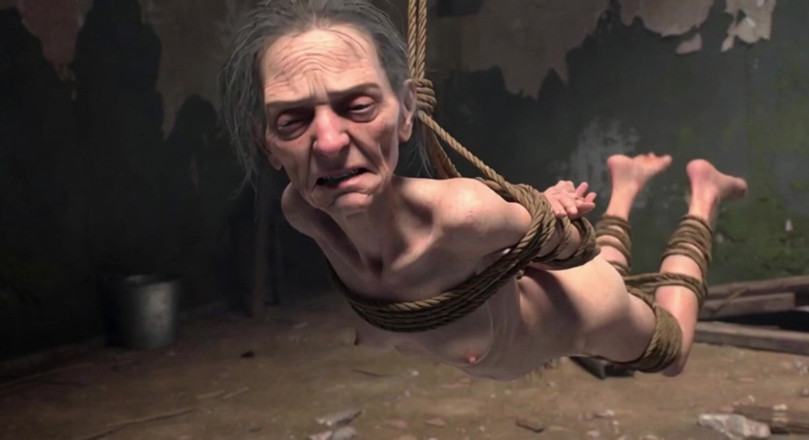 Anime Hentai: Elderly Granny Tied up - Terrified yet Craving Dick in Her...
