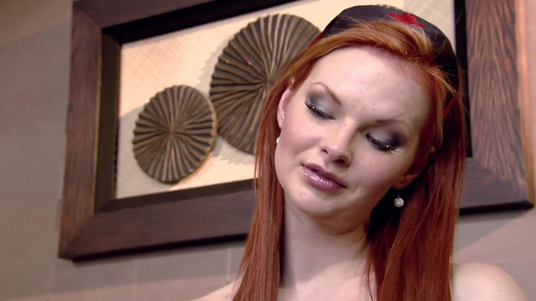 MMV German Teens: Redhead big boobed MILF in sexy lingerie and fishnets gives...