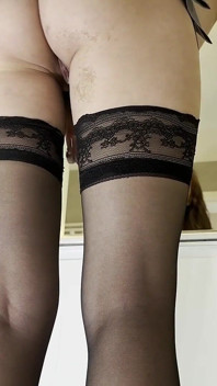 Long Legs Cute Beauty College Girl in a School Uniform Mini Skirt Flashes Pussy and Ass in Black Stockings