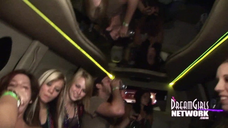 Dream Girls: Eight girls limo lesbian orgy
