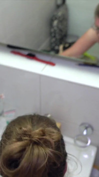 Family Quickie in the Bathroom, Stepbrother Also Wants to Fuck Her and Cum All Over Her Tits.