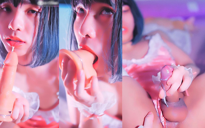 Ts Princess Rose: Asian Sissy Bunny Deepthroat wytryski