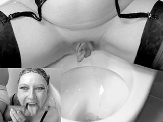 Hotvaleria SC3: Peeing and Facial Cumshot in Black and White