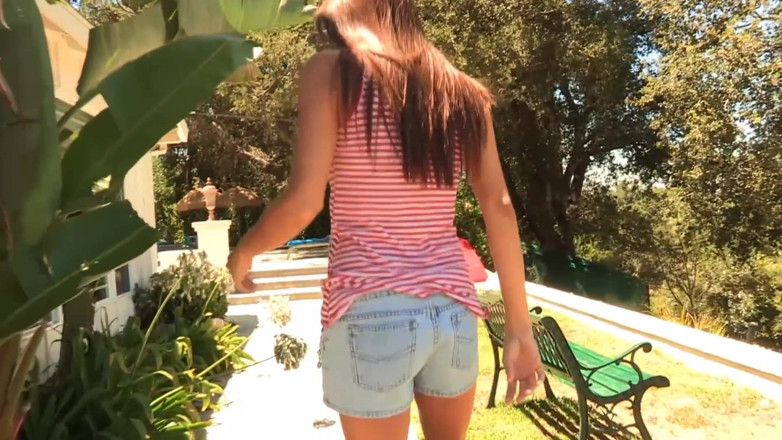 Naughty Girls: Hot lez friends kissing in the pool, fingering on the...