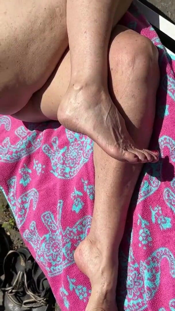 Aunt Ann: Fan Request Granny Naked in Sun Shows Dirty Rough Soles &amp;...