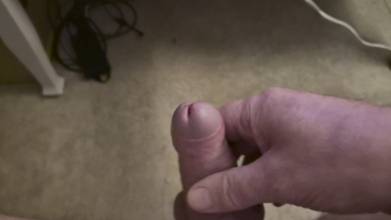 Pellefnatt: 友人が椅子に座り、動画を見ながら自分のペニスを手で弄っている