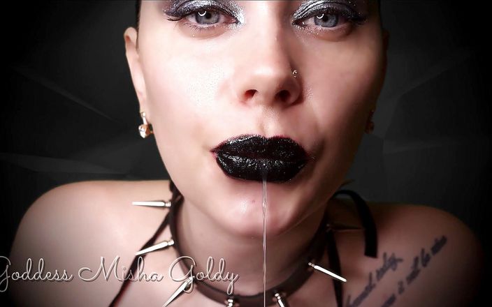 Goddess Misha Goldy: Drink my goddess&amp;#039;s spit, loser, and cum while licking it...
