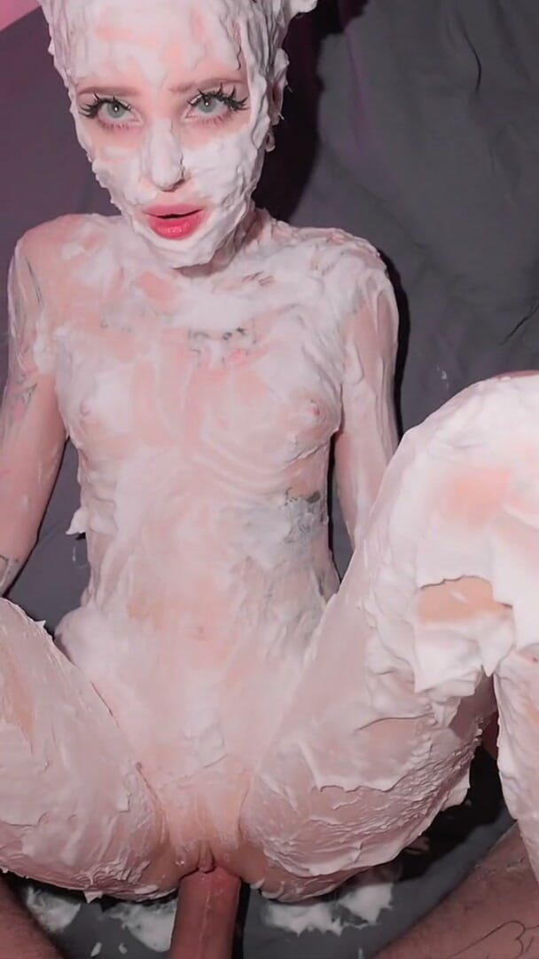 pinkloving: Tiktok Shaving Foam Girl Gives Deepthroat Then Gets Fucked Doggy...