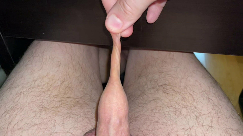 Wichskumpel: 내 작은 자지와 긴 포피를 가지고 노는 중