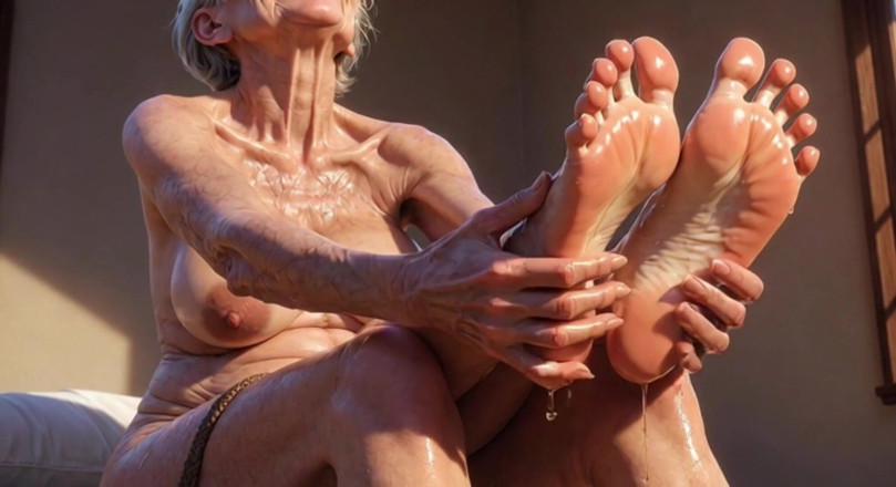 Anime Hentai: Old Granny Enjoying Oil Foot Massage - Desperate for Tongue in...