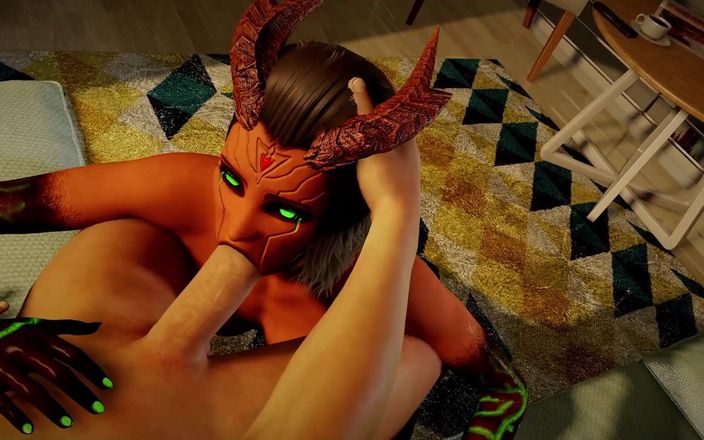 Wraith ward: Demon Girl with Toxic Green Eyes Gives Blowjob in POV