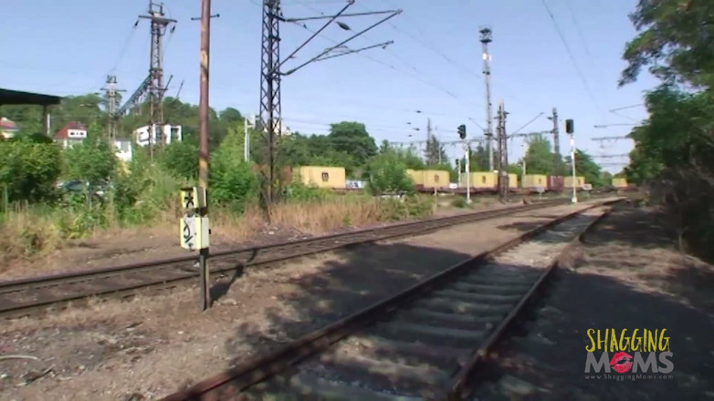 Shagging Stepmoms: Mature brunette fucking two dudes on the rails