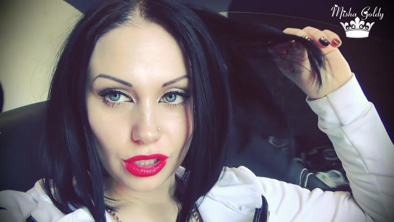 Goddess Misha Goldy: Luscious red lips tease