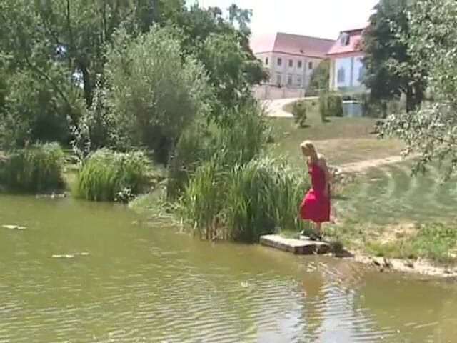 Femdom Austria: Blonde bitch spied on while pissing outdoors