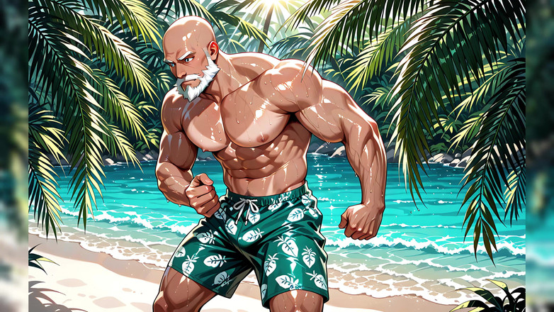 Erotic Man: Pohledný plešatý stařík bez košile