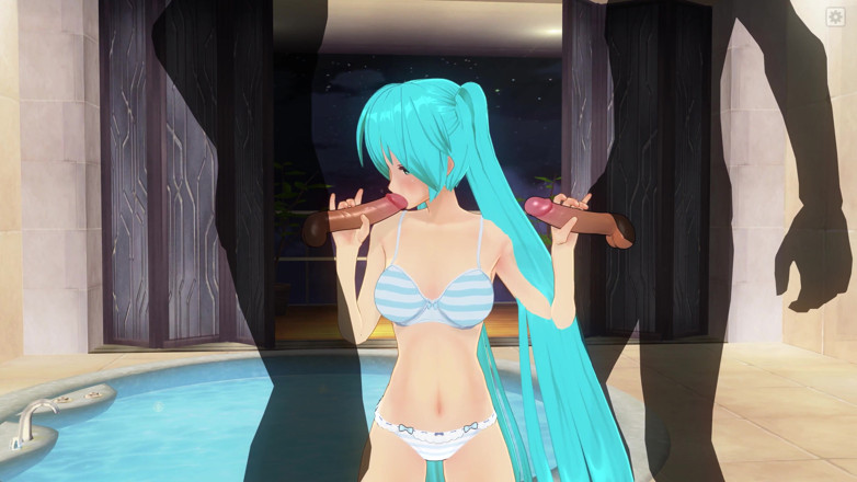 H3DC: 3D HENTAI. Miku double blowjob