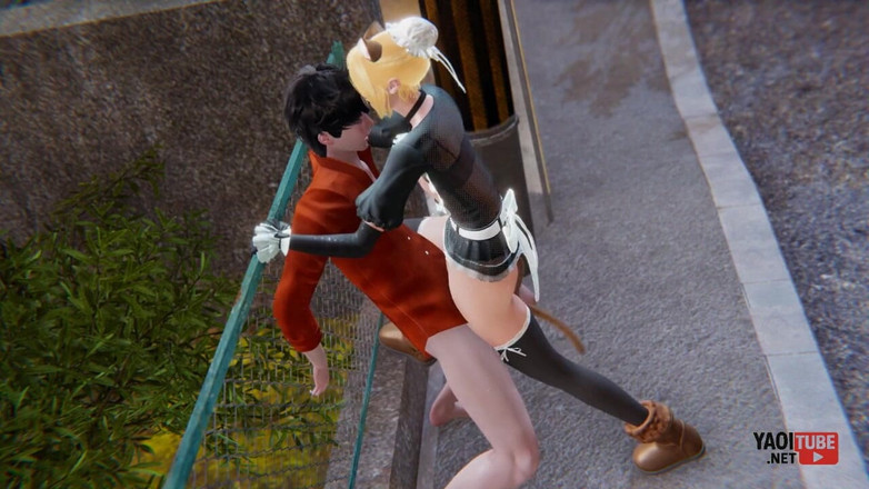 Yaoitube: Yaoi - empregada gata sexy Femboy é fodida em público