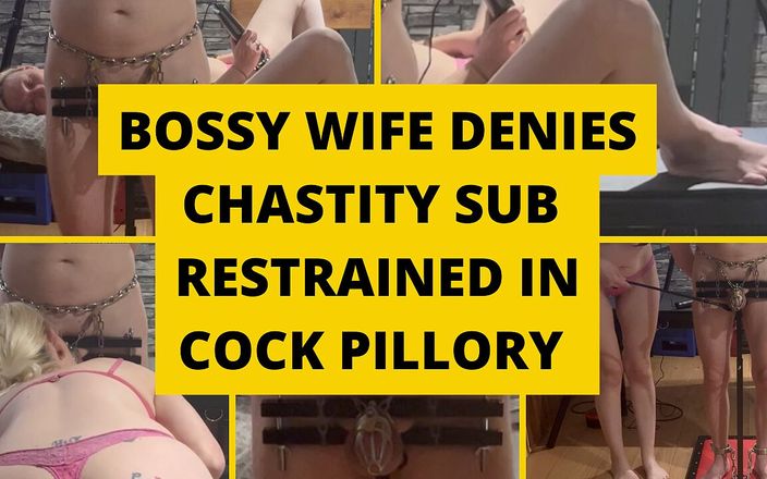 Mistress BJQueen: Bossy Wife Denies Chastity Sub Restrained in Cock Pillory