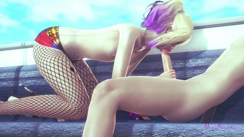 Yaoitube: Suicide Squad Yaoi - Obserwuj umiejętności Harley Quinn Femboy jej ręką...