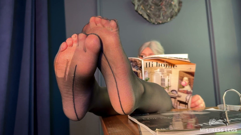 Mistress Legs: Boss Lady Ignores You While Her Torn Nylons Rest on...