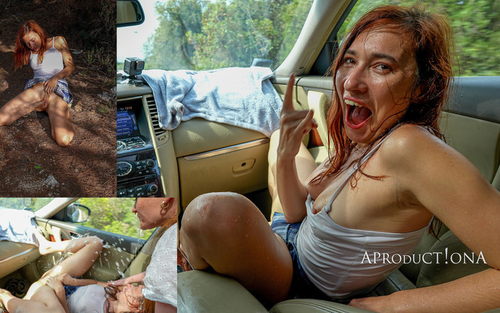 AproductionA: 車の中で潮吹きし、8Kで屋外でおしっこする悶え