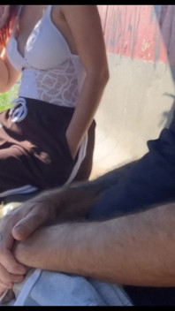 Risky Masturbation with a Stranger at a Bus Stop!