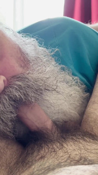 Hobo Grandpa Sucking Hairy Cub Cock.