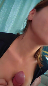 Homemade POV Blowjob - Horny MILF with Soft Natural Tits Teases Big Cock